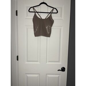 Almazen 2 piece Sculpted activewear Set xl taupe leggings and Crop Top Xl